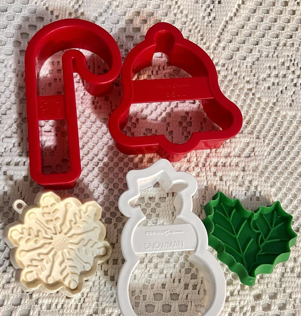 Vintage Fox Run Hallmark Christmas Cookie Cutter Lot 5 Candy Cane Bell Snowman